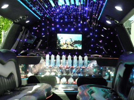 wet bar in a stretch limousine